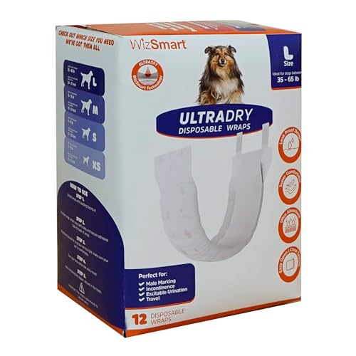 UltraDry Einweg-Hundewickel für Rüden, Größe L, 36 Stück von WizSmart