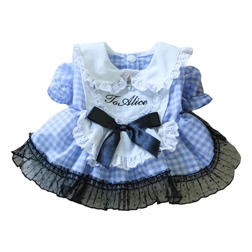 Wizoowip Leichtes, atmungsaktives Haustierkleid mit Schleifendekoration, modisches Mesh-Spleiß-Hundeprinzessin-Puppenhalsband Blau L von Wizoowip