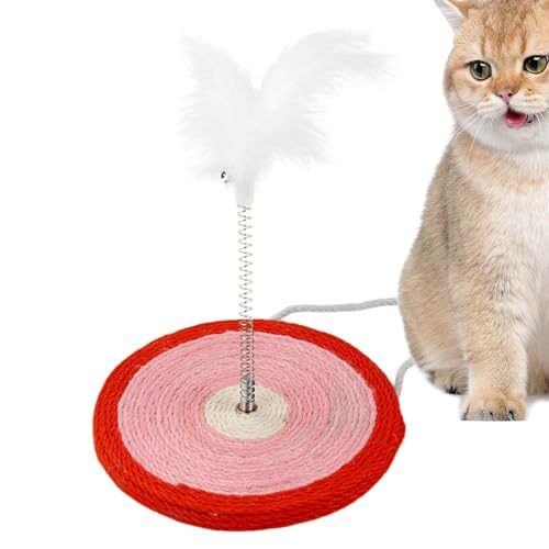 Wlikmjg Kratzmatte für Katzen, Spielzeug aus Katzenfedern, Kratzstämme aus Sisal mit interaktivem Spielzeug | Vertikaler Kratzbaum aus Sisal für Katzen und Kätzchen im Innenbereich von Wlikmjg