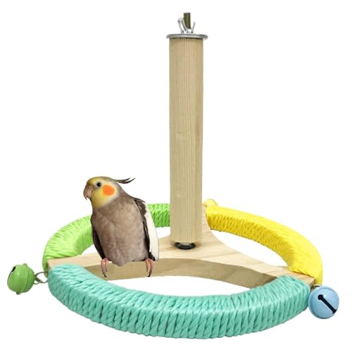 Wlikmjg Shotet Barches für Käfig, Vogelkäfig -Barsch, Interaktiver hölzerner Sittiche -Spielzeugständer Parrot Barsch, Drehanreicherungs -Übungsrad für Wellensittiche und Lovebirds von Wlikmjg