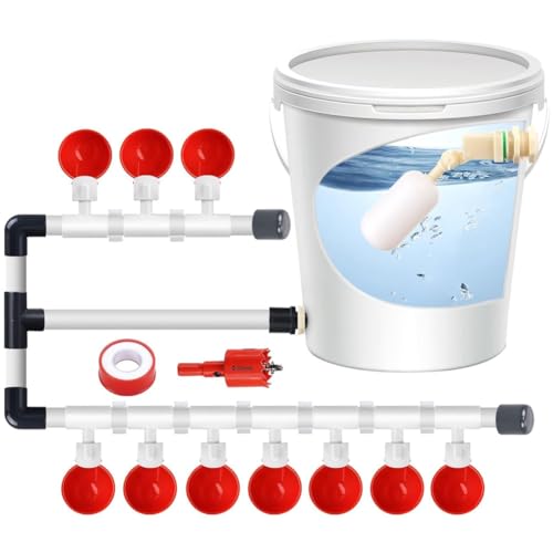 Automatische Geflügeltränke Set,1/2"（20mm） 3-Wege PVC Pipeline 10 Hühnerwasserbecher Set,DIY Hühnerwasserspender mit Bohrer für Hühner Enten Gänse Truthähne,Geflügeltränke Set von Wmmner