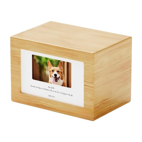 Wmmner Holz Tierurne，Haustierurnen für Hunde und Katzen，Urne für Haustiere，Generisch Gedenkurne，Pfersonalisierte Tierurnen，Asche Andenken Foto-Box mit Bilderrahmen，Haustiere Memorials von Wmmner