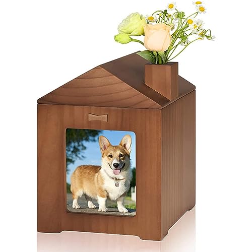 Wmmner Holzurne，Urne für Haustiere，Gedenkurne für Hunde und Katzen，Personalisierte Einäscherungsurnen für Asche，Holz Haustierurne Mit Fotorahmen，Haustiere Memorials，Holz-Andenken von Wmmner