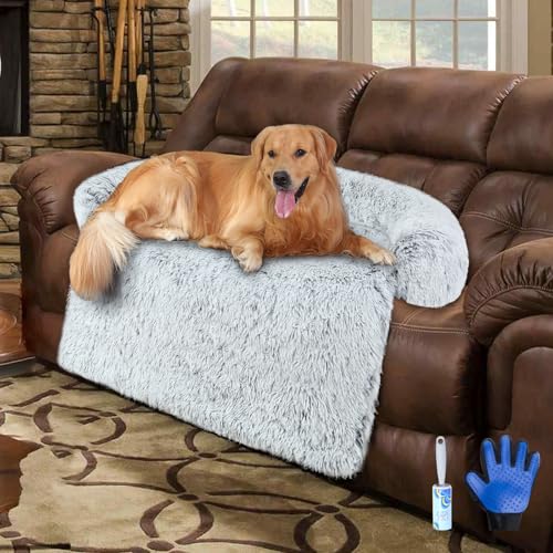 Hundesofa Bettschutz für Hunde, Memory-Schaum, abnehmbarer flauschiger Plüsch-Bezug für Hunde, waschbar, Hundesofa, Bett, wasserdichtes Hundebett für Couch, Hundebezug für Couch für Möbelschutz (XL) von Wn's Day