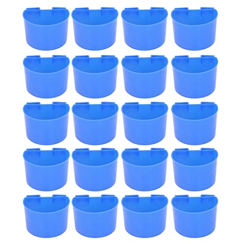 Wnvivi 20-teiliges Vogelfutternapf, Kunststoff Papageien-Wasser-Futterbecher, Vogelkäfig-Futtertrog-Set für Vogel, Papageien, Tauben (Blau, L) von Wnvivi