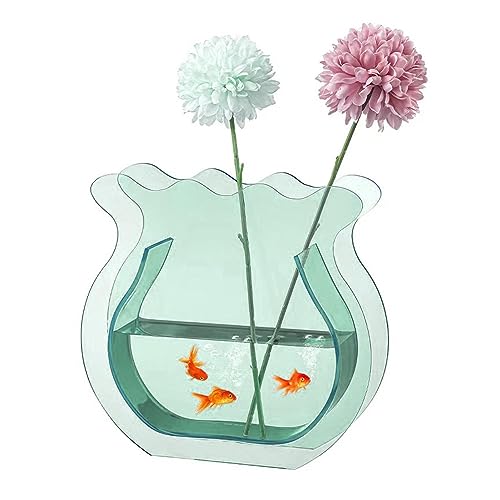 Wnvivi Aquarium-Vase, Transparentes Acryl, Kleines Aquarium, Desktop-Fischschale, Blumenvase, Hydrokultur-Pflanzenbehälter, Betta-Fischschale für Heimdekoration(Grün) von Wnvivi