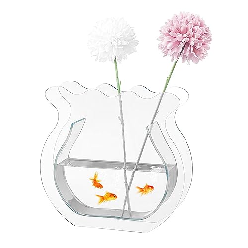 Wnvivi Aquarium-Vase, Transparentes Acryl, Kleines Aquarium, Desktop-Fischschale, Blumenvase, Hydrokultur-Pflanzenbehälter, Betta-Fischschale für Heimdekoration(Klar) von Wnvivi