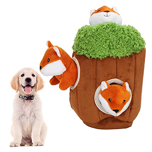Wnvivi Hundespielzeug mit Quietsch-Baumloch, Plüsch-Spielzeug, Verstecken und Verstecken, interaktives Quietsch-Hundespielzeug, Haustierzubehör von Wnvivi