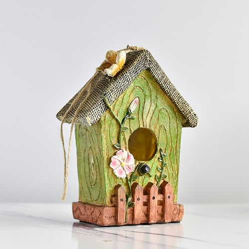 Wnvivi Kolibri-Haus für Draußen, Cartoon-Harz-Minihaus für Vögel, Kolibri-Nest, Kleine Vogel-Kolibri-Häuser für den Außenbereich Zum Nisten (B) von Wnvivi