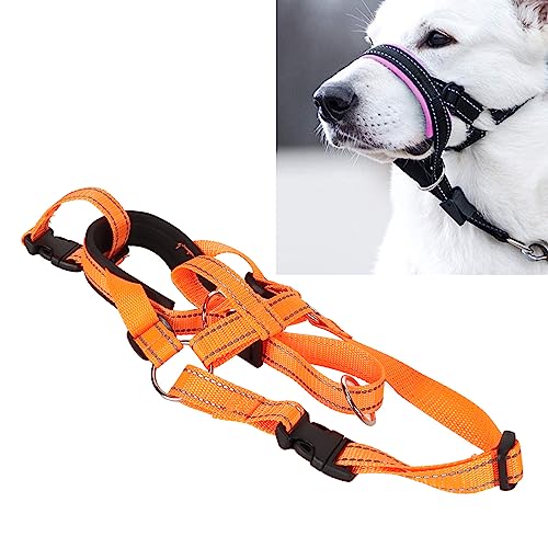 Wnvivi Maulkorb für Hunde, verstellbarer Nylon-Maulkorb, verhindert Beißen, atmungsaktiver Maulkorb für Spaziergänge, Training, Orange (L) von Wnvivi