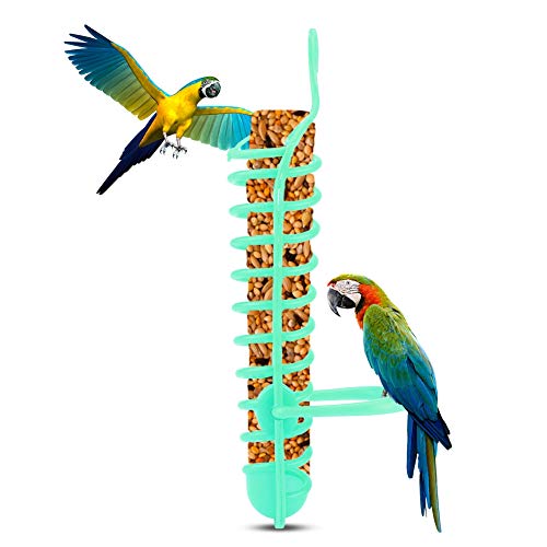 Wnvivi Papageien-Futterkorb, Futterkorb, Obst-Fütterstange, Ständer, Vogelkauen, Fütterung, hohler Korb (grün) von Wnvivi
