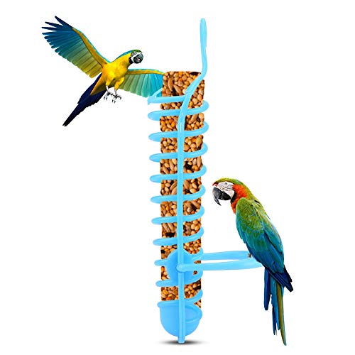 Wnvivi Papageien-Futterkorb, Futterkorb, Obst-Fütterung, Sitzstange, Ständer, Vogelkauen, Fütterung, hohler Korb (blau) von Wnvivi
