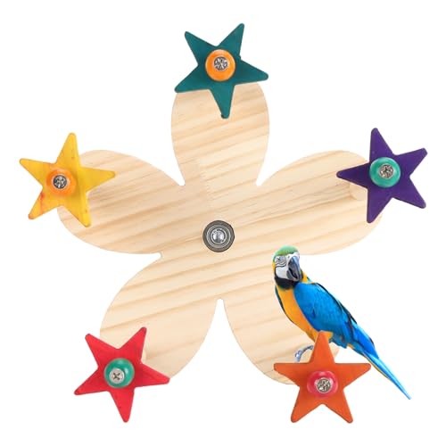 Wnvivi Vogel-Riesenrad-Spielzeug, an der Wand Befestigtes Spinning-Riesenrad-Vogel-Spielzeug, Hölzerner Vogels Tand mit 5 Sitz Stangen für Parrots Budgies Sittiche von Wnvivi