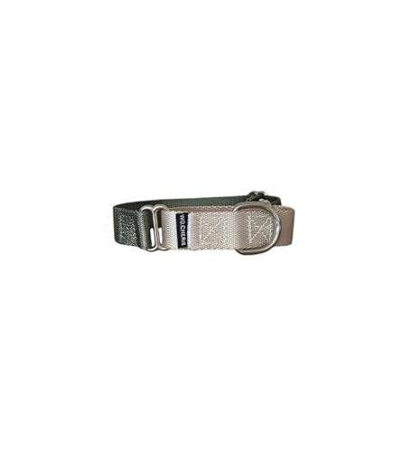 Dog Martingale Halsband, 25 mm Breite (M (27 cm-45 cm), Olive/Grau von Wo.Cherie