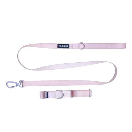 Dog Martingale Halskette 25mm Breite und Länge 140cm, Walking Set (Halskette Lenght M (27cm-45cm), Rosa von Wo.Cherie