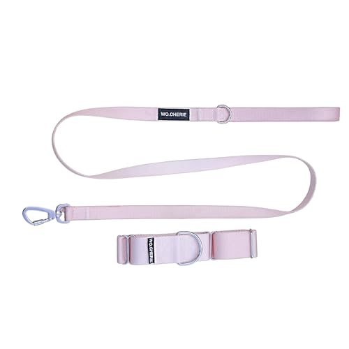 Dog Martingale Halskette 40 mm und Leine, Walking Set (Halskette Lenght L (38 cm- 66 cm), Rosa von Wo.Cherie