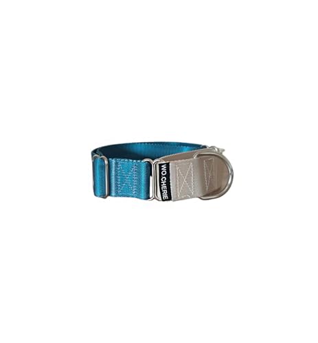 Wo.Cherie Hundehalsband Martingale 40 mm Breite (L (38 cm - 66 cm), Blau/Grau von Wo.Cherie