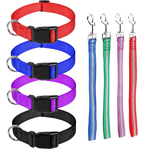 Ziegenleine und Ziegenhalsbänder, Nylon, 27,9 cm, Ziegenleine mit reflektierendem Streifen-Design und Nylon-Ziegenhalsband für kleine Bauernhoftiere, Ziegen, Kuh, Pferde, Schafe, mehrfarbig, 8 Stück von WoYous