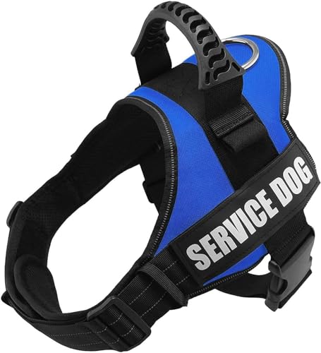 Hundegeschirr Mit Klettverschluss,Anti Zug Atmungsaktiv Brustgeschirr No Pull Sicherheitsgeschirr Reflektierend Dog Harness Einstellbar Weich für Große/Kleine Hunde(Blau,M) von Wodondog