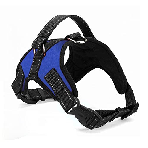 Hundegeschirr Verstellbares Reflektierendes Hundegeschirr Sicherheitsgeschirr für Mittlere Große Hunde Brustgeschirr Dog Harness Weich Gepolstert Atmungsaktiv (Blau, XL) von Wodondog