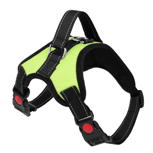 Hundegeschirr Verstellbares Reflektierendes Hundegeschirr Sicherheitsgeschirr für Mittlere Große Hunde Brustgeschirr Dog Harness Weich Gepolstert Atmungsaktiv (Grün, L) von Wodondog