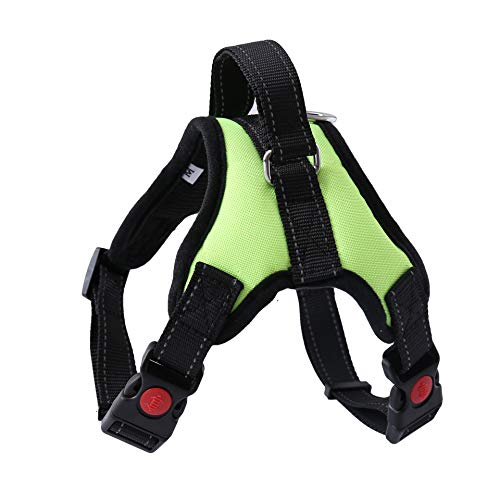 Hundegeschirr Verstellbares Reflektierendes Hundegeschirr Sicherheitsgeschirr für Mittlere Große Hunde Brustgeschirr Dog Harness Weich Gepolstert Atmungsaktiv (Grün, M) von Wodondog