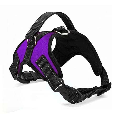 Hundegeschirr Verstellbares Reflektierendes Hundegeschirr Sicherheitsgeschirr für Mittlere Große Hunde Brustgeschirr Dog Harness Weich Gepolstert Atmungsaktiv (Lila, M) von Wodondog