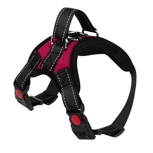 Hundegeschirr Verstellbares Reflektierendes Hundegeschirr Sicherheitsgeschirr für Mittlere Große Hunde Brustgeschirr Dog Harness Weich Gepolstert Atmungsaktiv (Rosenrot, L) von Wodondog