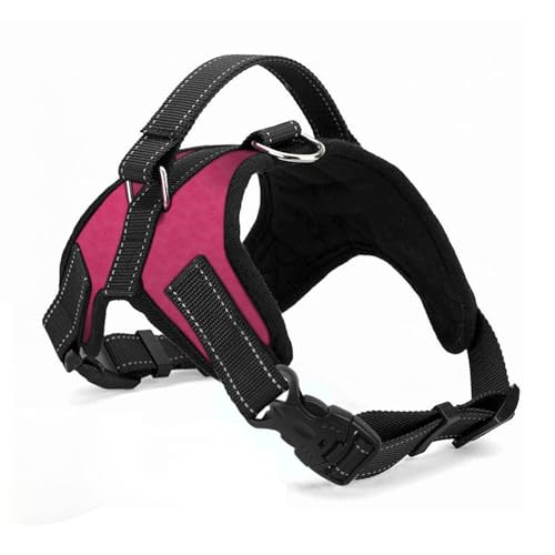 Hundegeschirr Verstellbares Reflektierendes Hundegeschirr Sicherheitsgeschirr für Mittlere Große Hunde Brustgeschirr Dog Harness Weich Gepolstert Atmungsaktiv (Rosenrot, S) von Wodondog