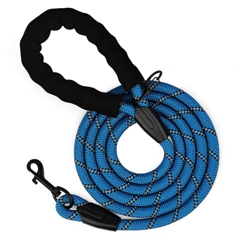 Schleppleine 3m für Hunde, 5m.10m, 20m, 30m, Nylon Reflektierend Lang Robuste Hundeleine, mit Gepolstertem Griff, laufleine für kleine/große Hunde (Blau) von Wodondog