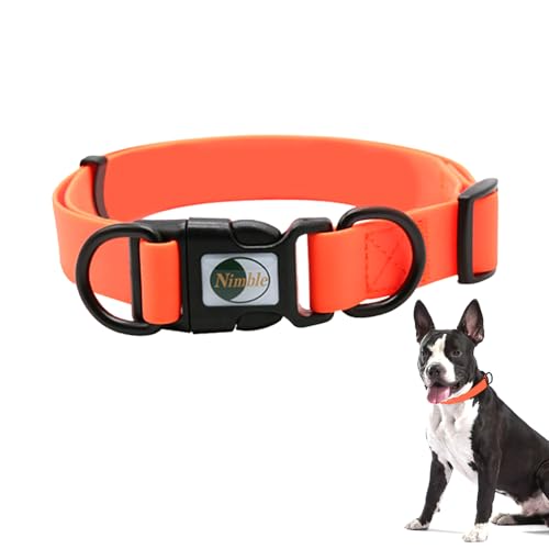 Wasserdichtes Hundehalsband für große Hunde PVC-Hundehalsband, stark und haltbar, leicht zu reinigen Geruchloses Hundehalsband für kleine Hunde (Orange, L) von Wodondog