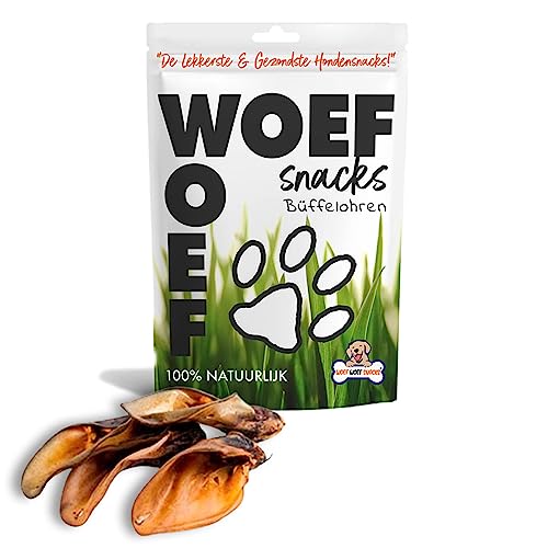 Woef Woef Snacks Hundesnacks Büffelohren - 0.50 KG - Leckereien für Hunde - Kausnack, Belohnungssnack - Alle Hunde und jedes Alter ab 8 kg - Keine Zusatzstoffe von Woef Woef Snacks