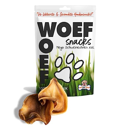 Woef Woef Snacks Hundesnacks Schweineohren XXL - 0.75 KG - Leckereien für Hunde - Belohnungssnack, Behandeln, Kausnack - Schweinefleisch - Alle Hunde und jedes Alter ab 10 kg - Keine Zusatzstoffe von Woef Woef Snacks