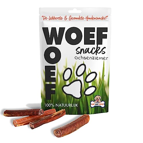 Woef Woef Snacks Ochsenziemer, Natürliche Hundeleckerli, Getreidefrei, 7 Stück, 12 cm Kausnack für mittelgroße und große Hunde, Perfekt für gesunde Zähne und Kauvergnügen von Woef Woef Snacks