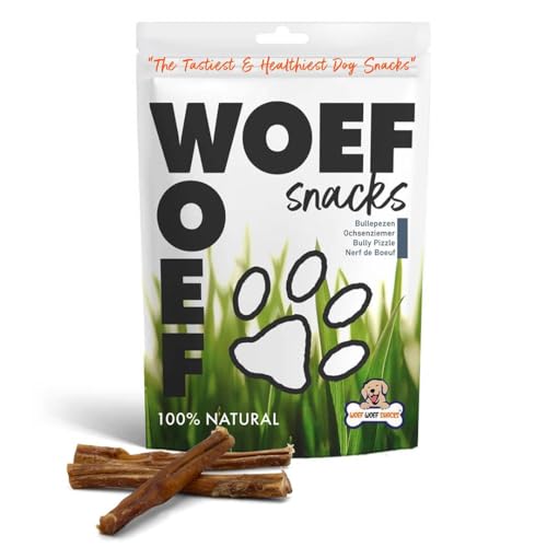 Woef Woef Snacks Ochsenziemer, Natürliche Hundeleckerli, Getreidefrei, 7 Stück, 12 cm Kausnack für mittelgroße und große Hunde, Perfekt für gesunde Zähne und Kauvergnügen von Woef Woef Snacks