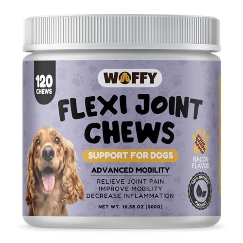 Woffy FlexiJoint Dog Chondroprotector mit Glucosamin Chondroitin - 100% natürlicher Entzündungshemmer, verbessert die Gelenkgesundheit und Beweglichkeit für große und kleine Hunde, 120 Kausnacks mit S von Woffy