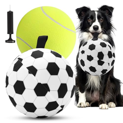 Wofypetny Herding Ball für Hunde – 24,1 cm Hundebälle mit Fußballabdeckung und Luftpumpe für australischen Schäferhund, Rinderhunde, Border Collie, kleine, mittelgroße Rassen, riesiger Herding-Hund, von Wofypetny