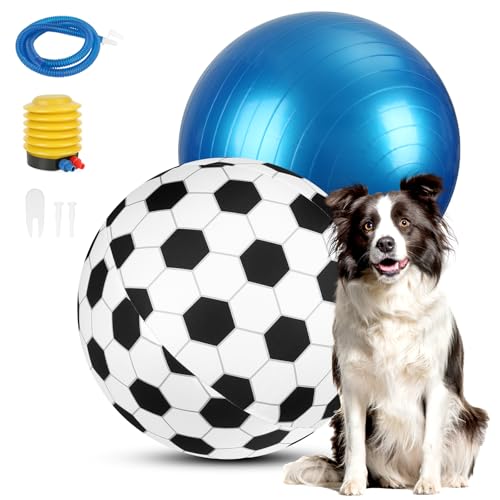 Wofypetny Herding Ball für Hunde, 55,9 cm, Hundeball mit Fußballabdeckung und Luftpumpe, interaktives Hundespielzeug, riesiger Hundeball für große, mittelgroße Hunde, Outdoor-Sportball von Wofypetny