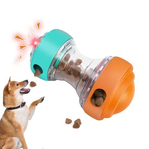 Wofypetny Leckerli-Dosierung Hundespielzeug, 2 Einstellbare Auslass-Hunde-Puzzle-Spielzeug mit Musik & LED-Licht, Interaktives Hundespielzeug, Hundeleckerli-Spielzeug, Anreicherungsspielzeug für große von Wofypetny