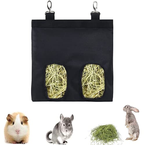 Wohlstand Meerschweinchen-Heutasche Kaninchen Heu Feeder Bag Kaninchen Heutasche Kleintier-Futterstation Heutasche Zum Aufhängen für Kaninchen Meerschweinchen Hamster Kleintiere, Schwarz von Wohlstand