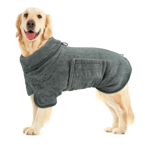 Woiil Hunde-Trockenmantel, super saugfähiges Hundehandtuch, super weich, schnell trocknend, Premium-Haustier-Badetücher für Hunde und Katzen, Grau, XL von Woiil