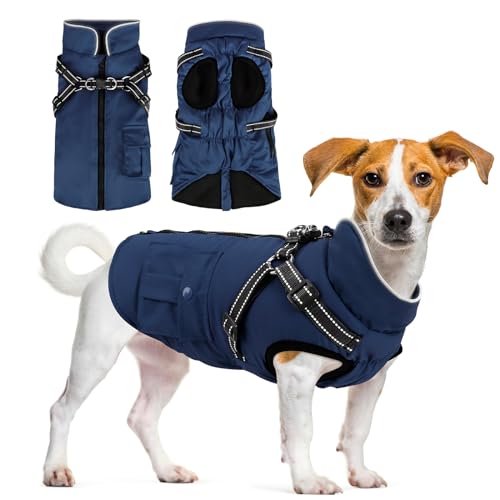 Woiil Hunde-Winterjacke, Größe M, L, wasserdichte Hunde-Winterkleidung für Hunde, Haustierkleidung mit hochwertigem, glattem Reißverschluss und D-Ring für große Hunde, Hundemäntel für Border Collie von Woiil