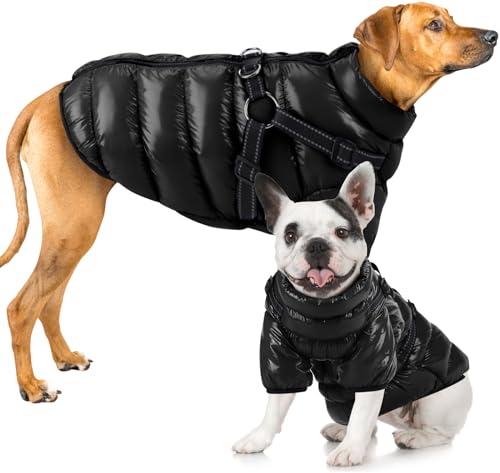 Woiil Hunde-Winterjacke, großer Hundemantel, wasserdicht mit Geschirr, warmer Mantel, Haustierjacke mit Reißverschluss und D-Ring, Hundejacke, warme Mäntel für Border Collie, Golden Retriever, Größe von Woiil