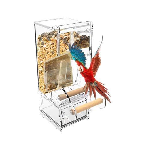 No Mess Bird Feeder, Transparent Acrylic Anti Spill Bird Feeder for Cage, Automatic Seed Food Container, Bird Cage Accessories for Sittiche, Canary Nymphensittich, Fink (Small) von Wokyo