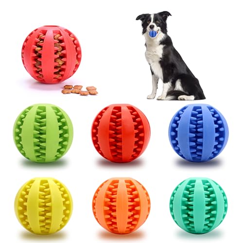 Hundespielzeug für aggressive Kauer, interaktives Leckerli-Ball, Spielzeug zum Zahnen, um sie beschäftigt zu halten, Hundebälle, Futter-Leckerlis, Kauball für kleine, mittelgroße und große Hunde von Woleigiao