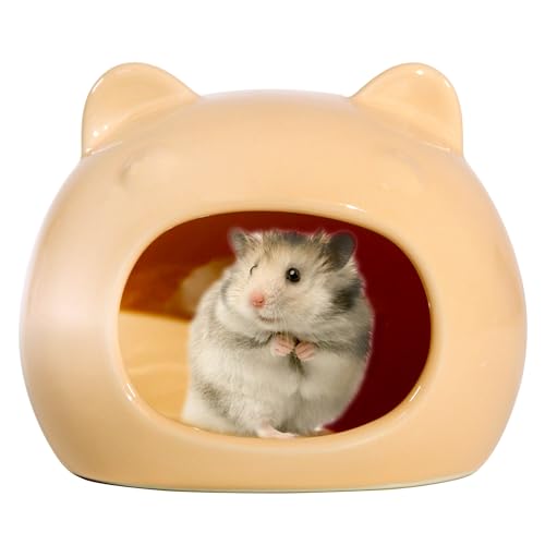 Keramikversteck Hamsternest Kleintierversteck Niedlich gestylt Hamsternest Dekoration Hamster Igel Rennmäuse Gold Bichon Versteck (Orange) von Woleigiao