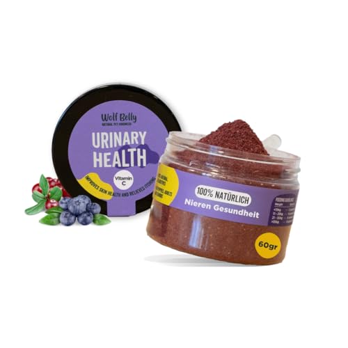 Wolf Belly - Blasenentzündung Beim Hunde und Katzen 100% Natürlich (60 gr) Cranberry Pulver Hund, Struvitsteine Katze Auflösen, Nahrungsergänzungsmittel Hund Inkontinenz - Urinary Health von Wolf Belly Natural Pet Goodness