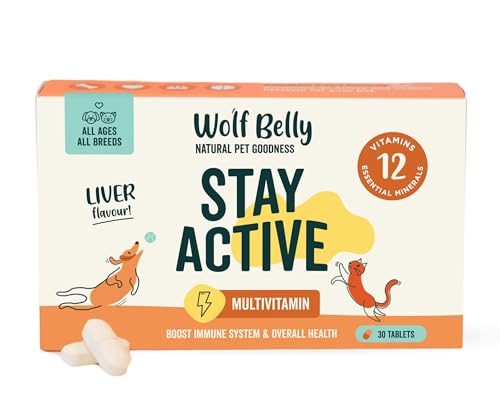 Wolf Belly - Vitamine für Senior Hunde +8 Jahre (30 Tabletten) Immununterstützung mit Vitamin B und Ballaststoffen, Komplette Wellness und Langlebigkeitsergänzung, leistungsstarke fettarme Formel von Wolf Belly Natural Pet Goodness