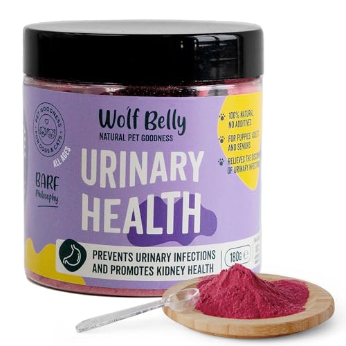 Wolf Belly - Blasenentzündung Beim Hunde und Katzen 100% Natürlich (180 gr) Cranberry Pulver Hund, Struvitsteine Katze Auflösen, Nahrungsergänzungsmittel Hund Inkontinenz - Urinary Health von Wolf Belly Natural Pet Goodness