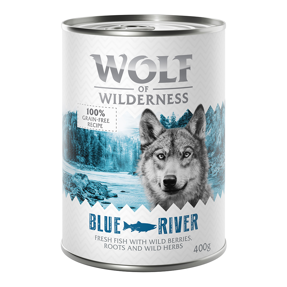 10 + 2 gratis!  12 x 400 g Wolf of Wilderness - Blue River - Fisch von Wolf of Wilderness